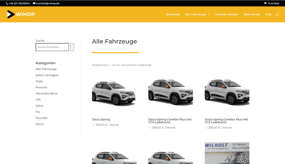 Wihop Auto Abo Desktop View der SERP