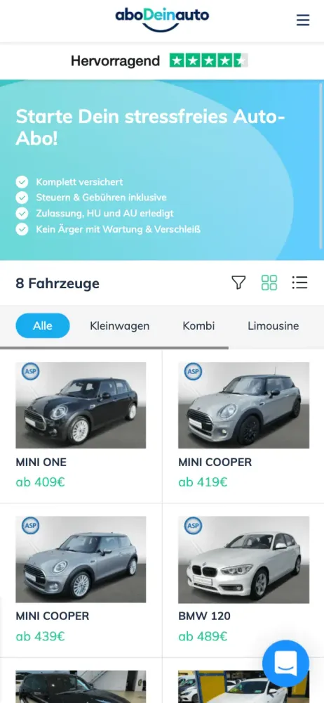 aboDeinauto Mobile View der SERP