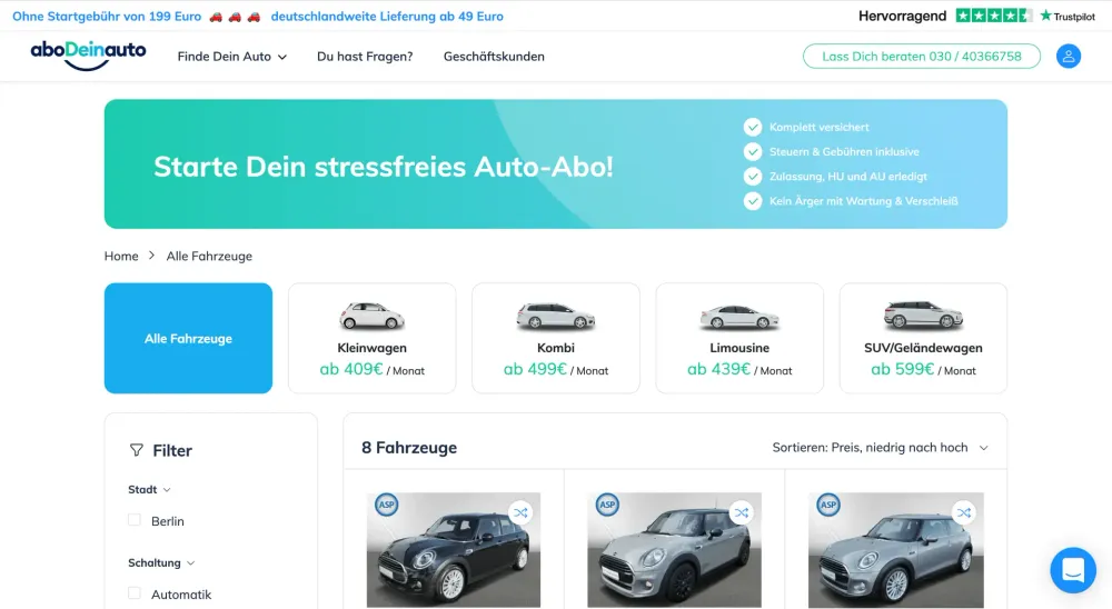 aboDeinauto Desktop View der SERP