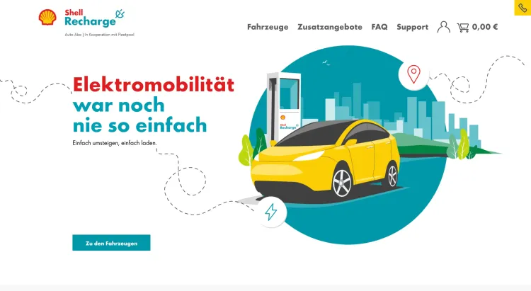 Foto von der Shell Auto Abo Homepage