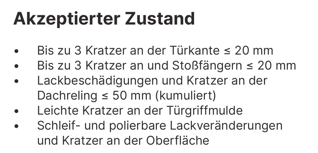 FINN-Leitfaden zur Zustandsbewertung, Seite 11: akzeptierte Kratzer