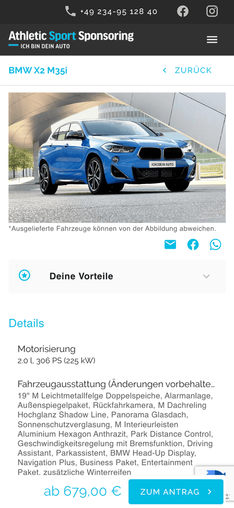 ICH BIN DEIN AUTO Mobile View der PDP