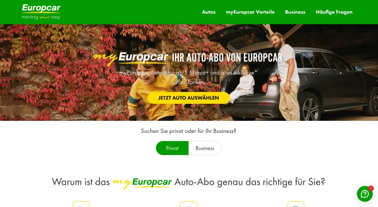 Foto von der Europcar Homepage