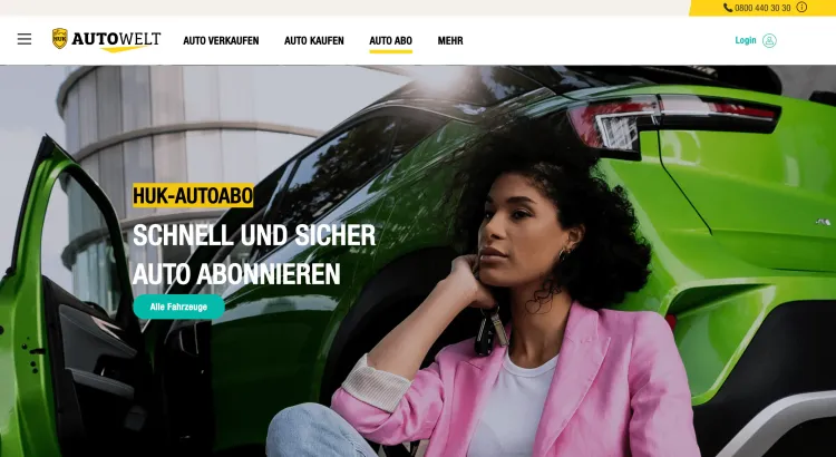 Foto von der HUK Auto Abo Homepage