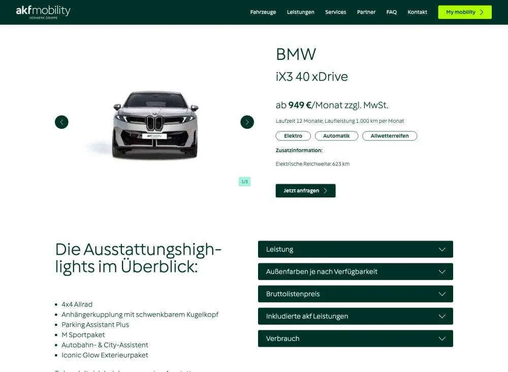 akf mobility Desktop View der PDP
