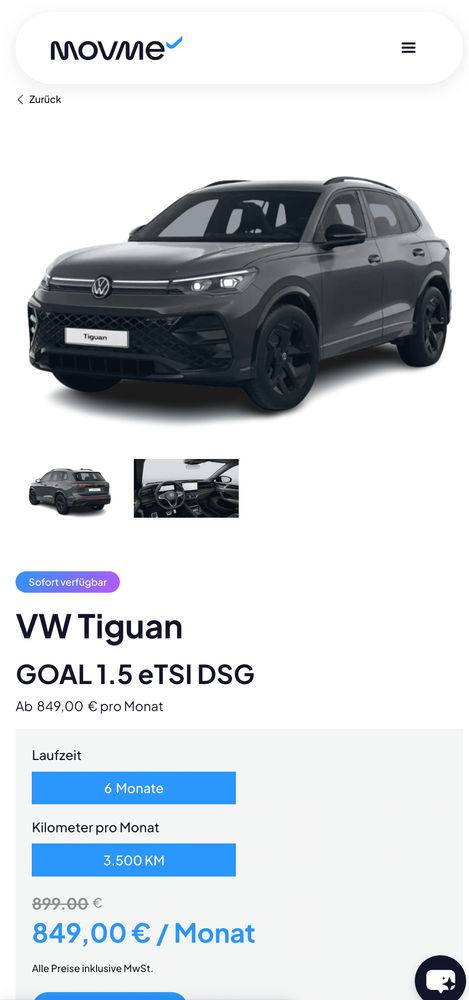 movme Screenshot der Angebote auf Mobilgeräten
