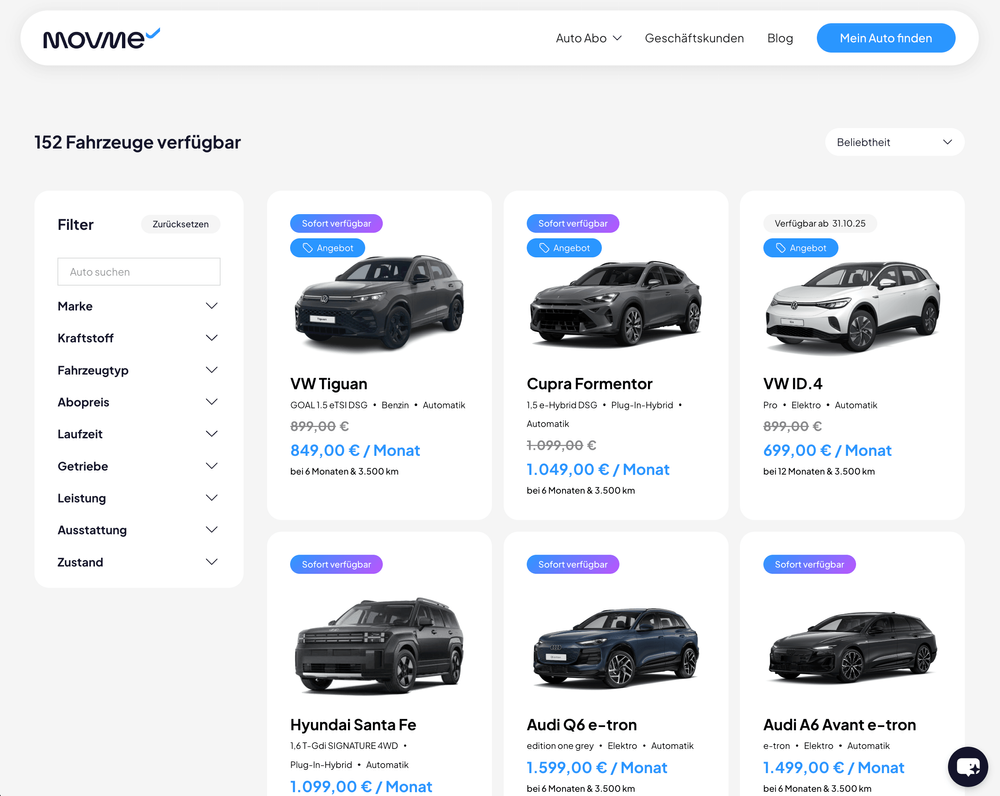 movme Screenshot der Suche auf Desktop