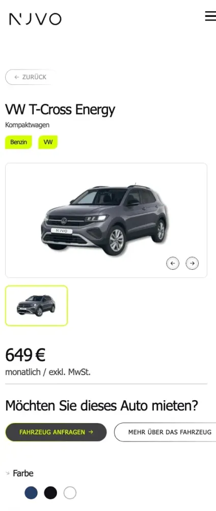 NUVO Mobile View der PDP