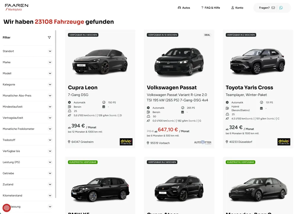 FAAREN Desktop View der SERP