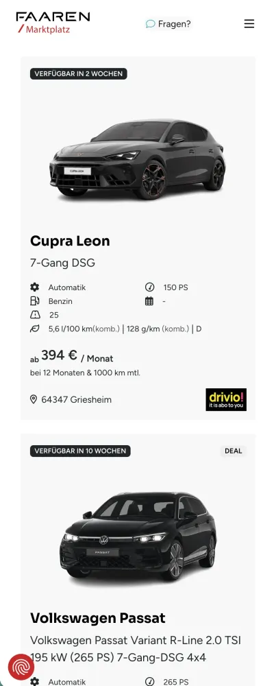 FAAREN Mobile View der SERP