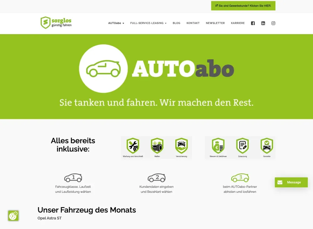 Sorglos günstig fahren Desktop View der SERP