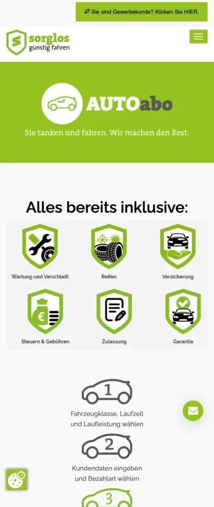 Sorglos günstig fahren Mobile View der SERP