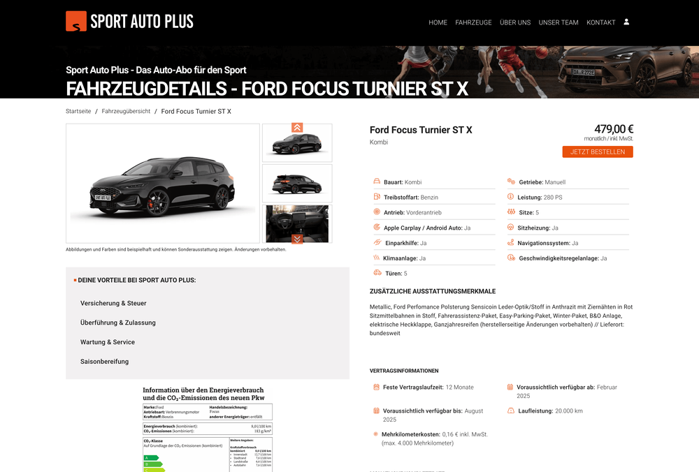 Sport Auto Plus Desktop View der PDP