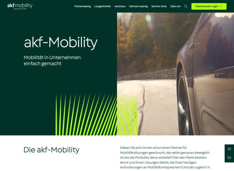 Foto von der akf mobility Homepage